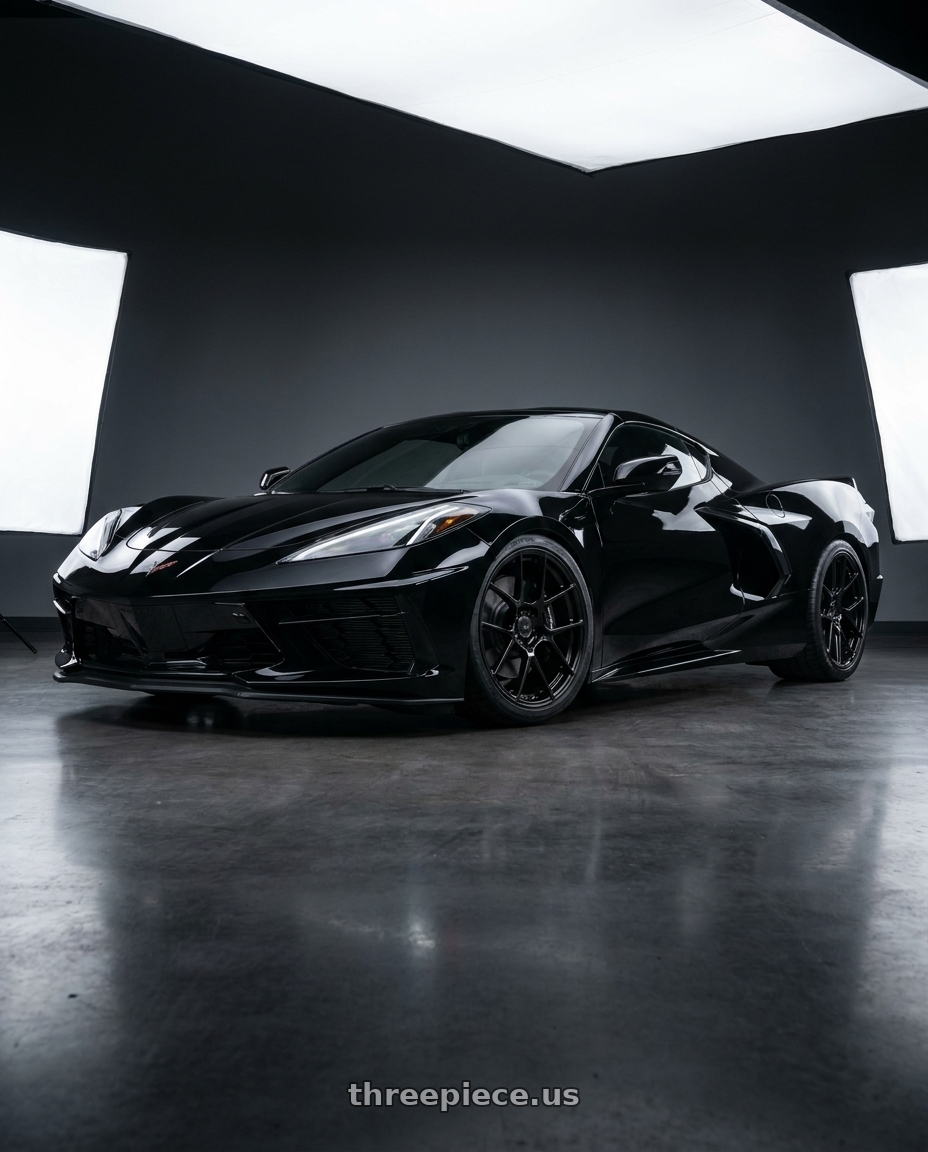2021 Chevrolet Corvette Stingray with MRR Forged FR43 5x120 18x10  +39 Gloss Black fit Corvette C8 wheels
