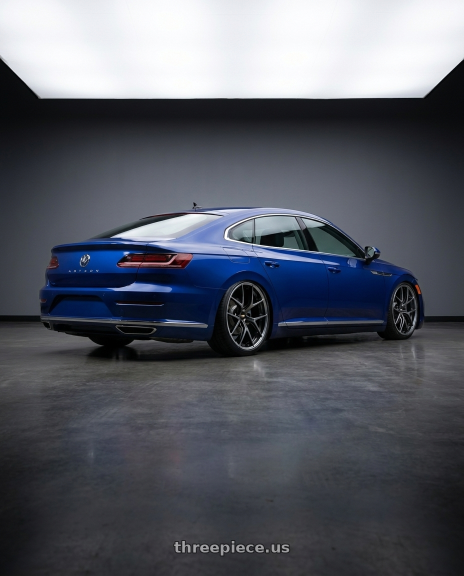 2023 Vw arteon with BBS RI-S 5x112 20x9.0+34 Diamond Black wheels rear three quarter view slight stretch tires