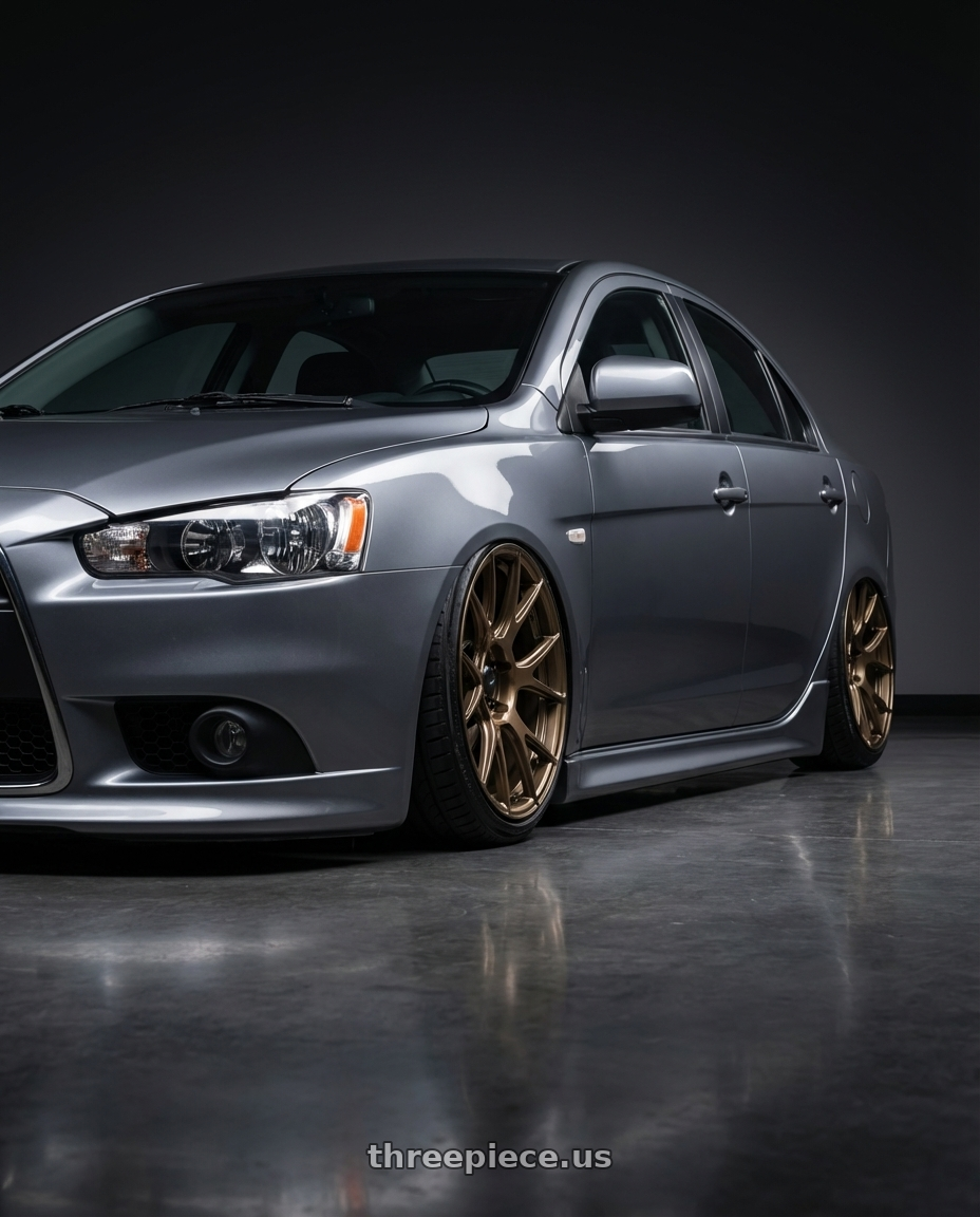 2014 Mitsubishi Lancer Ralliart with Konig Ampliform 5x114.3 18x8.5+35 Gloss Bronze wheels