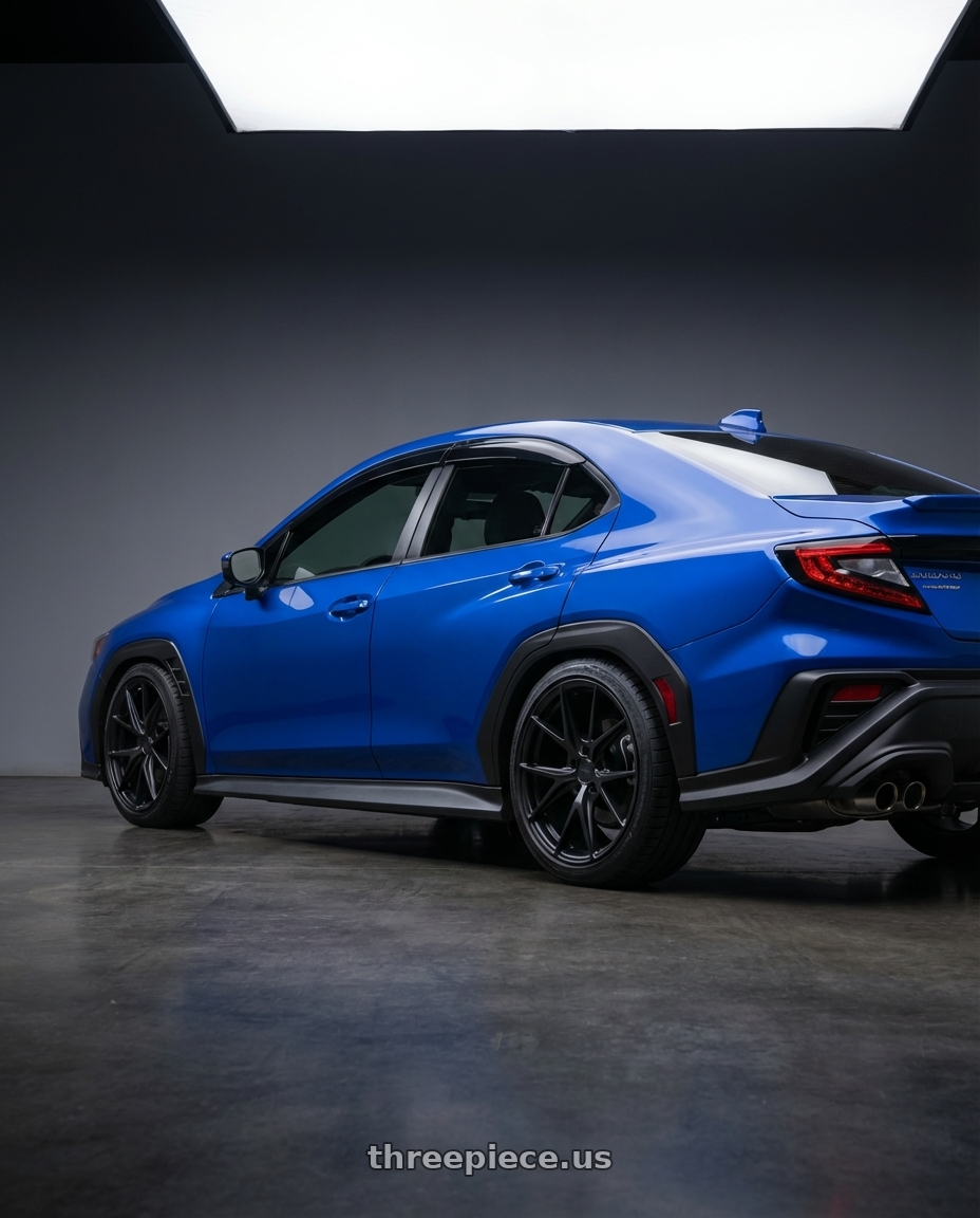 2024 Subaru WRX with Niche 1PC M117 MISANO 5X114.3 18X8 +42 MATTE BLACK wheels rear three quarter view square tires