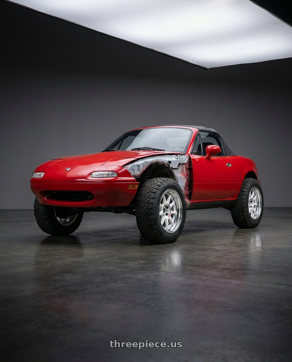 1993 Mazda miata with Work Emotion Rs11 2p 4x100 17x10.5 12 white wheels