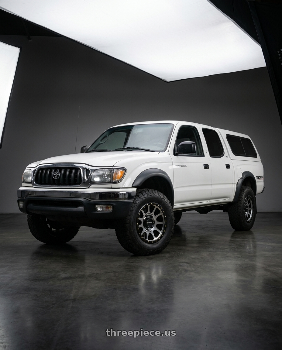2004 Toyota Tacoma, prerunner,white with Method Race Wheels 305MB NV 6x139.7 17x8.5 +0 MACHINED - MATTE BLACK LIP wheels