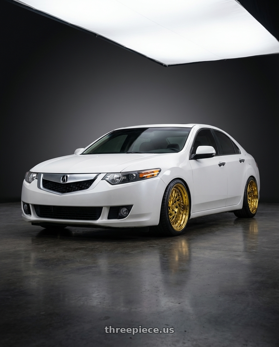 2013 Acura TSX with Aodhan DS03 5x114.3 18x9.5 +30 Gold Vacuum w/ Chrome Rivets wheels
