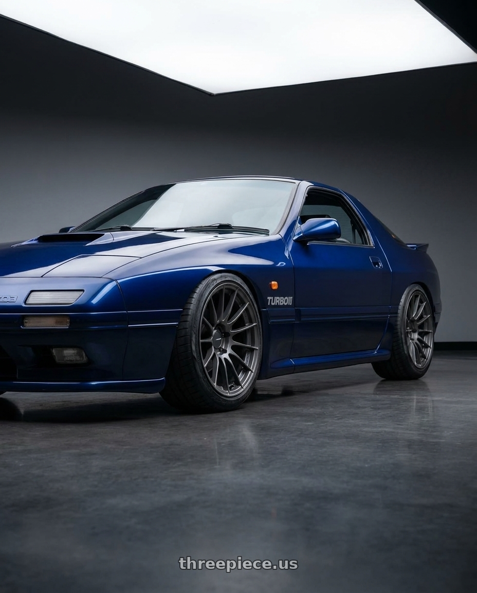 1990 Mazda RX7 with Enkei RS05-RR 5x114.3 18x10.5+15 Matte Gunmetal wheels