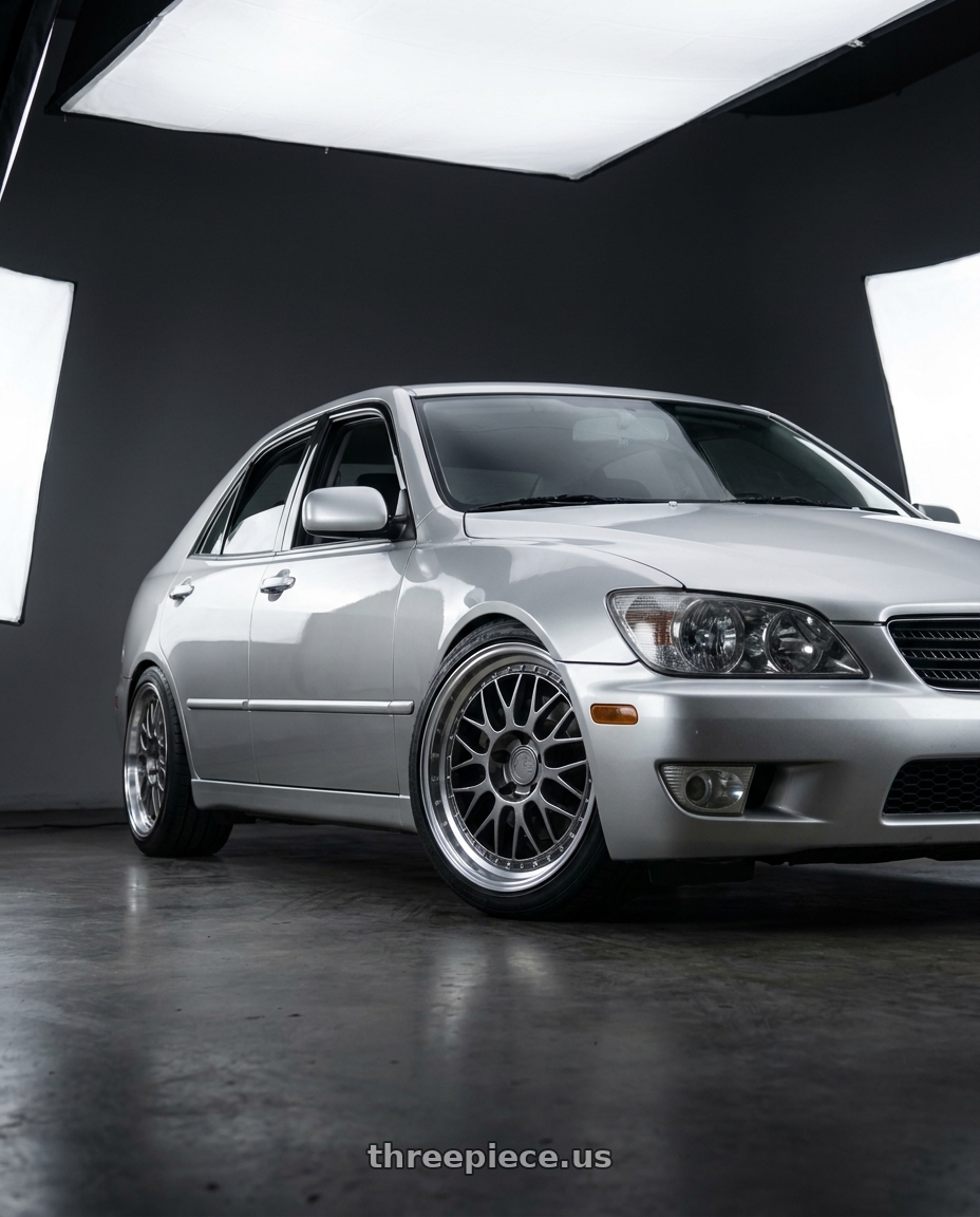 1999 Toyota Altezza Silver with Aodhan AH02 5x114.3 18x8.5+35 Hyper Black w/ Machined Lip wheels