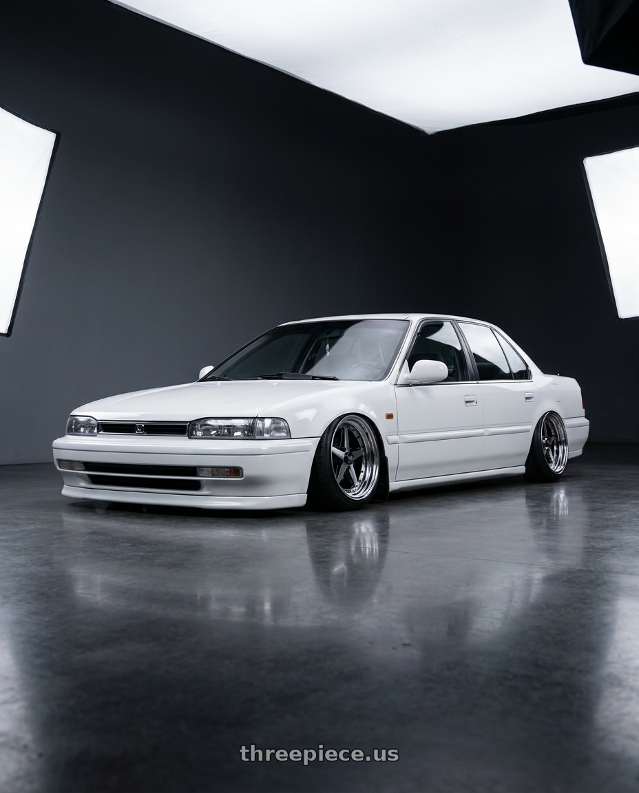 1992 honda accord EX-R, white with Equip 01 Black Polish 4x100 15x8 +45 wheels