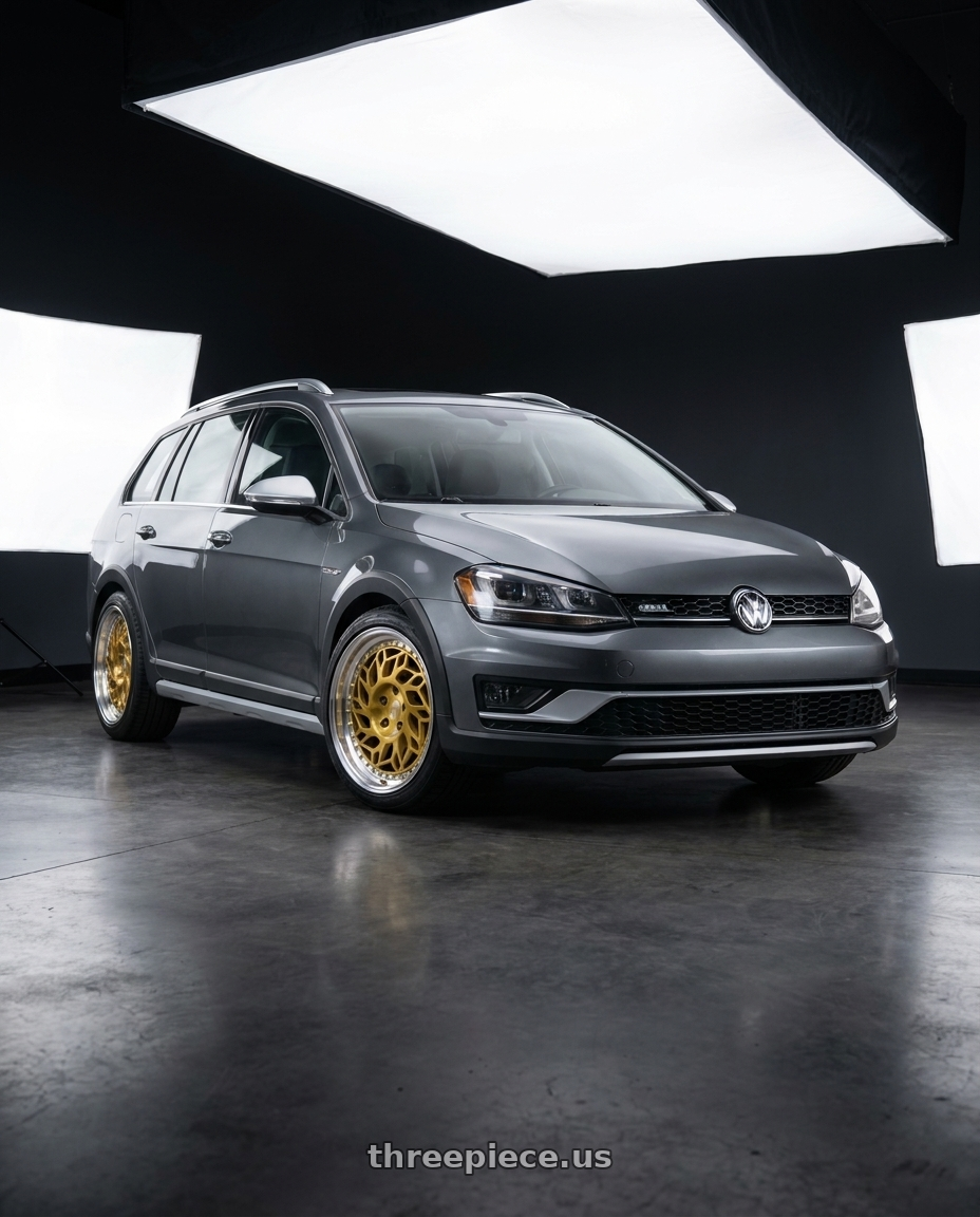 2017 vw golf alltrack sel with F1R R32 5x112 18x8.5 +40 Brushed Gold/Polish Lip wheels