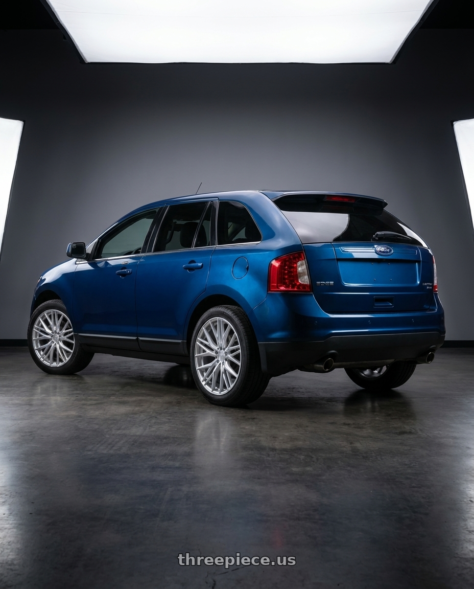 2012 Ford edge limited awd with AXE WHEELS EX55 5x114 22x9 +25 Silver wheels rear three quarter view square tires