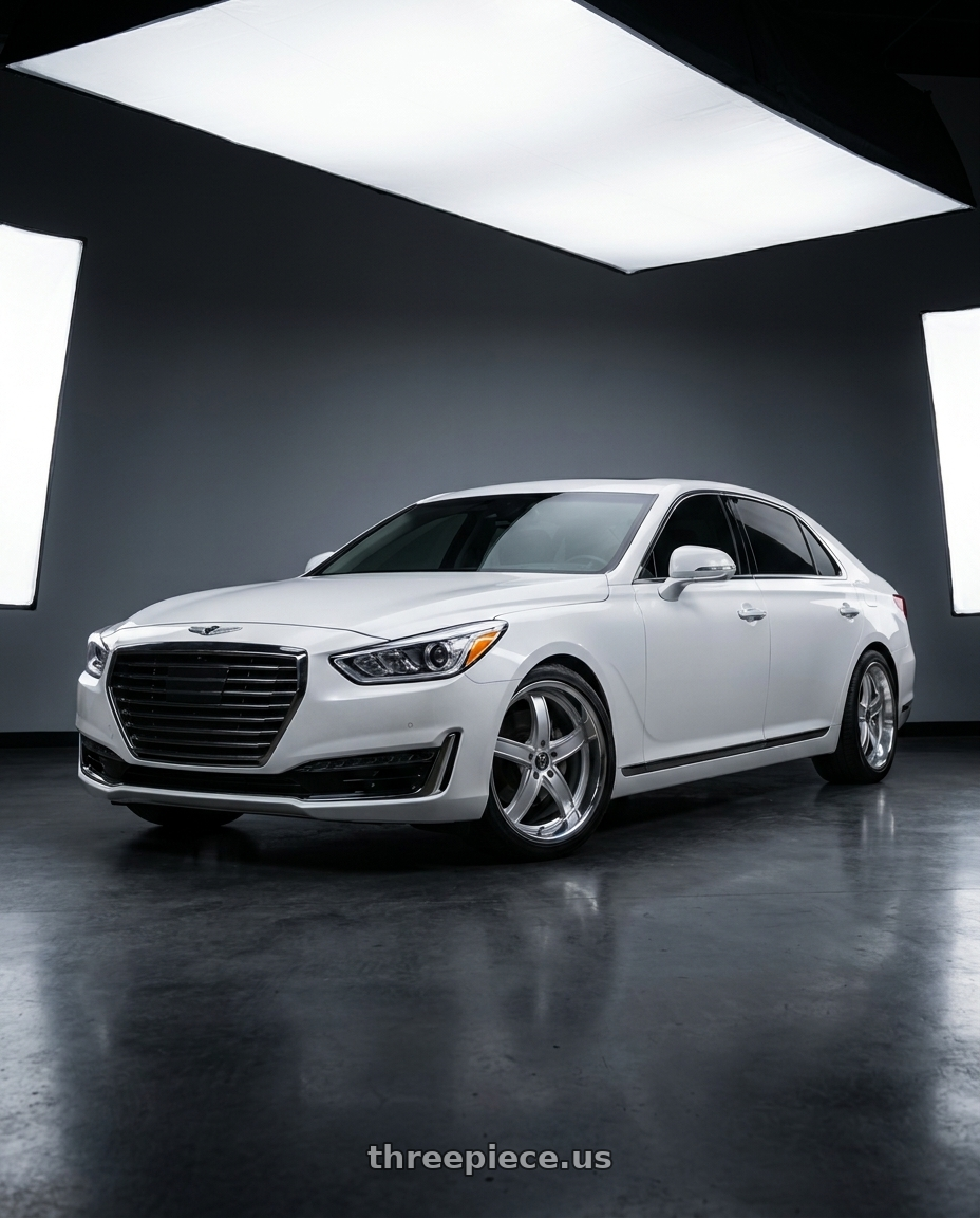 2018 genesis g90 ultimate with MARQUEE WHEELS M5330 5x114.3 20x10.5+40 SILVER /MACHINED/STAINLESS LIP wheels