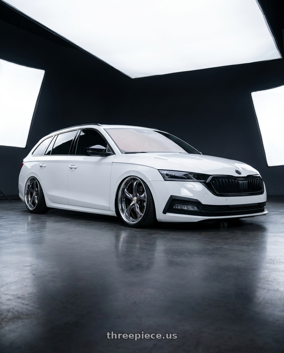 2025 SKODA OCTAVIA with Work Wheels VS-KF 5X114.3 19x8.5+35 Brilliant Silver Black L Disk FULL REVERSE wheels