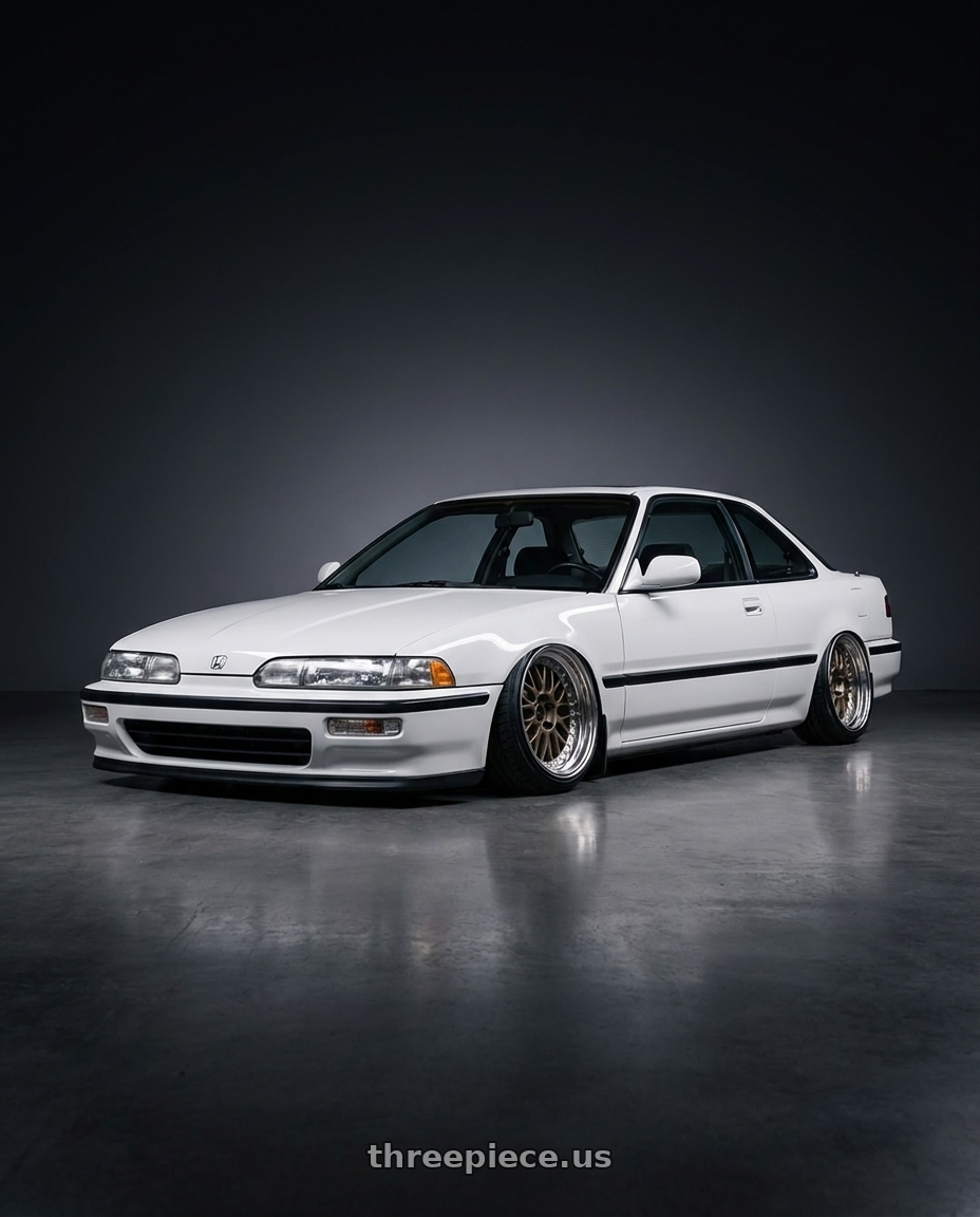 1991 Acura integra with Work Meister M1 3p 4x100 16x10.5+0 W Disk Titanium Gold wheels