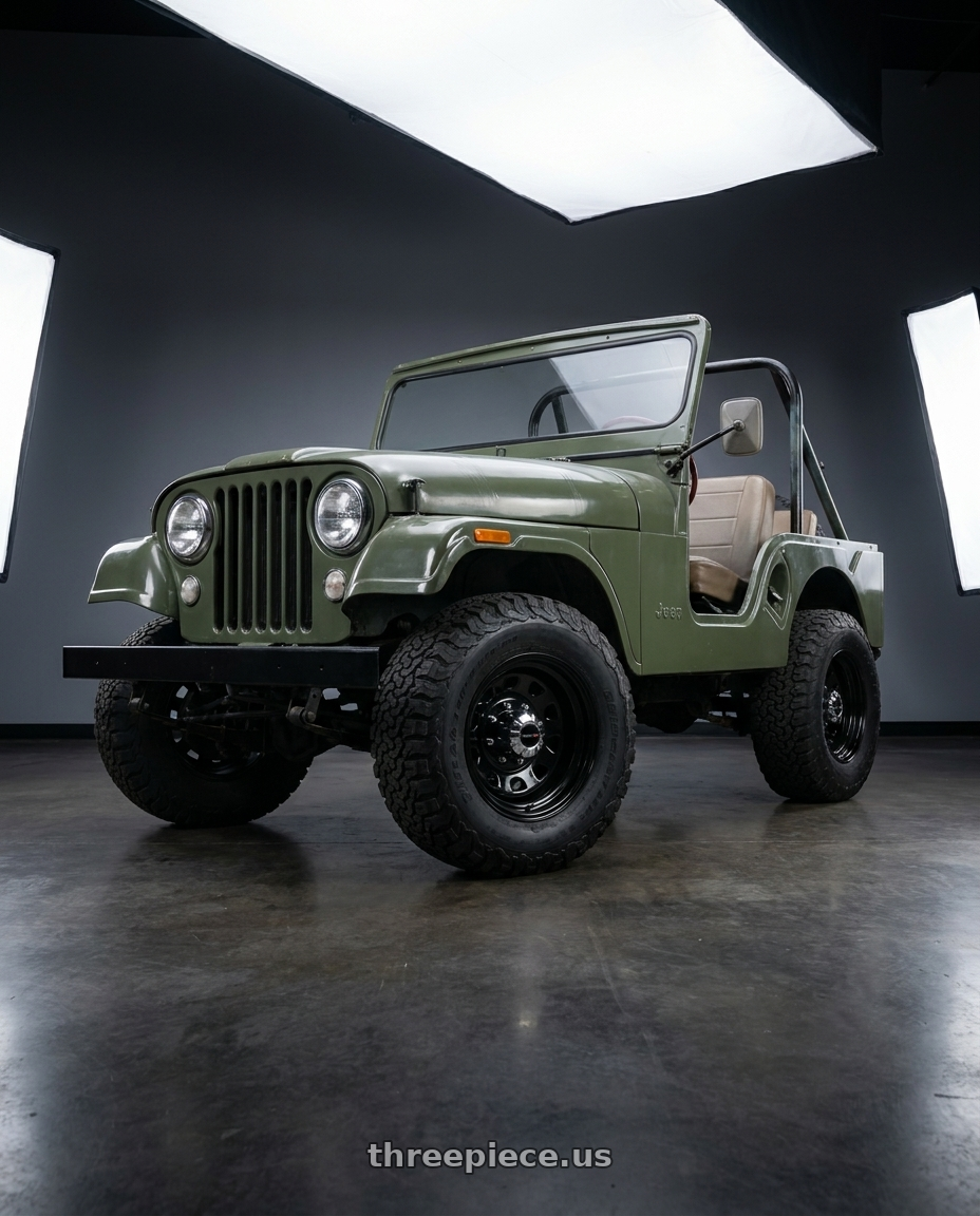 1967 Jeep CJ5 with Vision HD 84H 5x139.7 15x8-19 Gloss Black wheels
