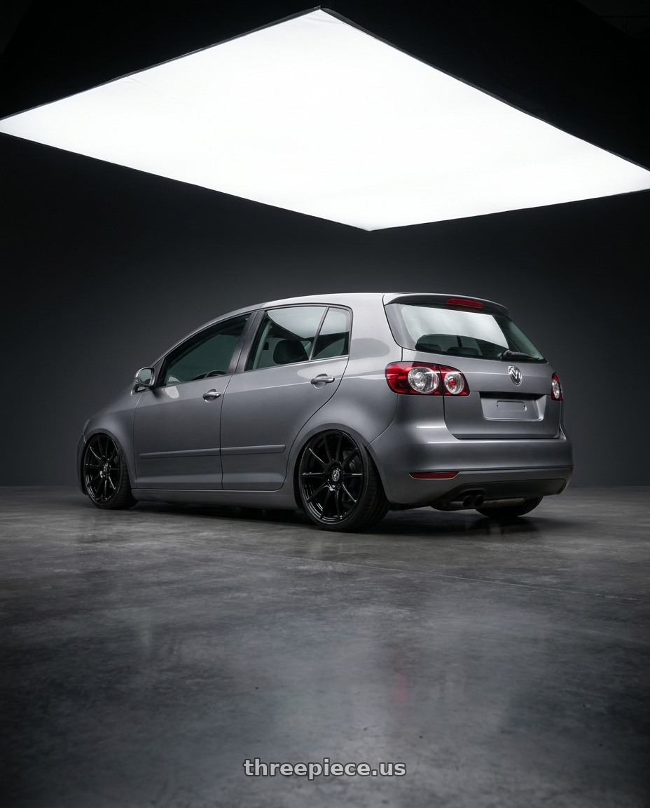 2008 Vw golf plus tdi with Forgestar CF10 5x114.3 19x11 +56 Gloss Black wheels rear three quarter view slight stretch tires