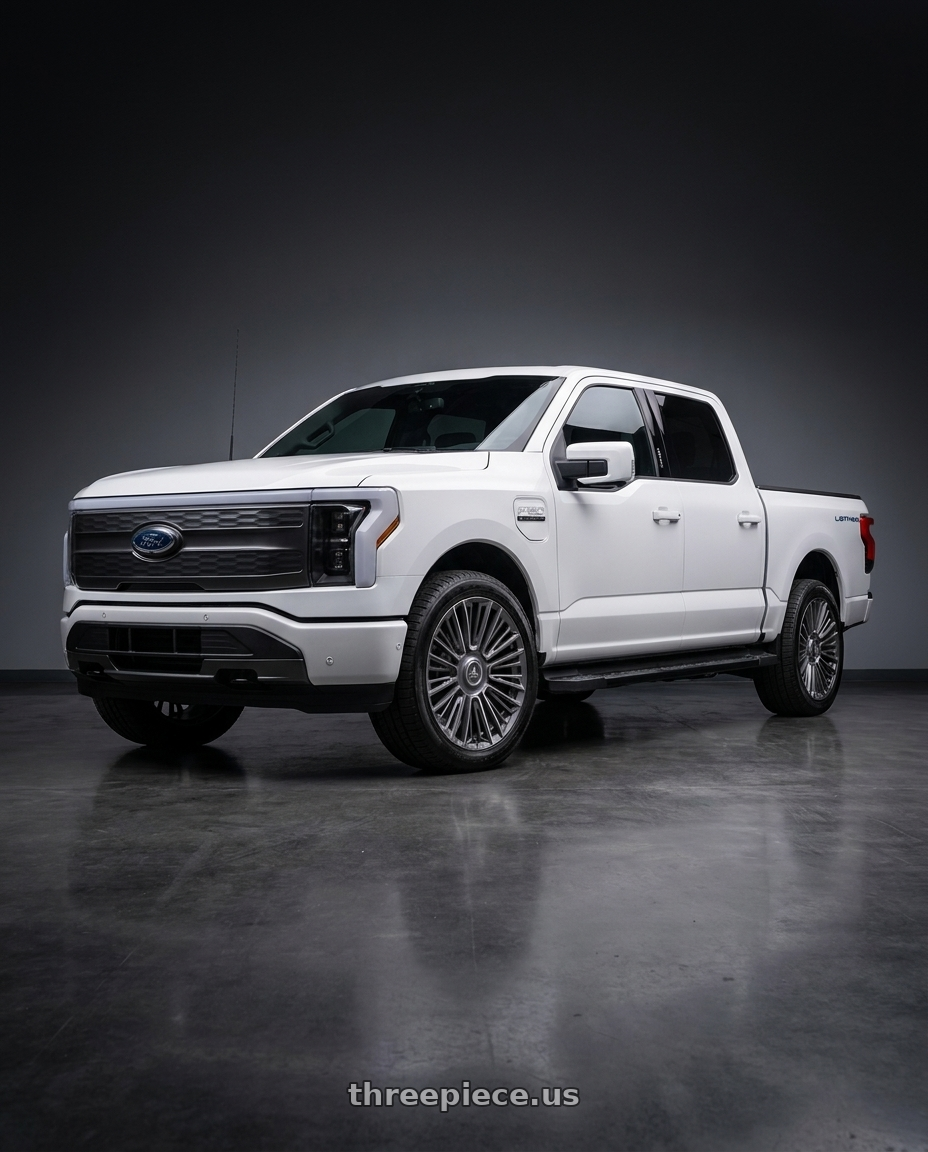 2022 Ford F150 Lightning with Asanti Black AB049 PREMIER 6X135/6X139.7 26x10 +30 ANTHRACITE BRUSHED wheels