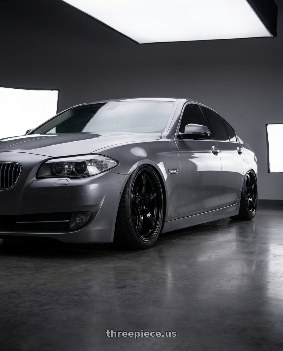 2016 BMW 5 Series F10 with Gram Lights 57CR 5x120 19x10.5+35 Glossy Black wheels