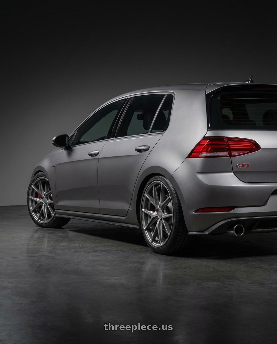 2019 Volkswagen GTI MK7 with Niche 1PC M116 MISANO 5X112 18X8 +30 MATTE GUN METAL wheels rear three quarter view square tires