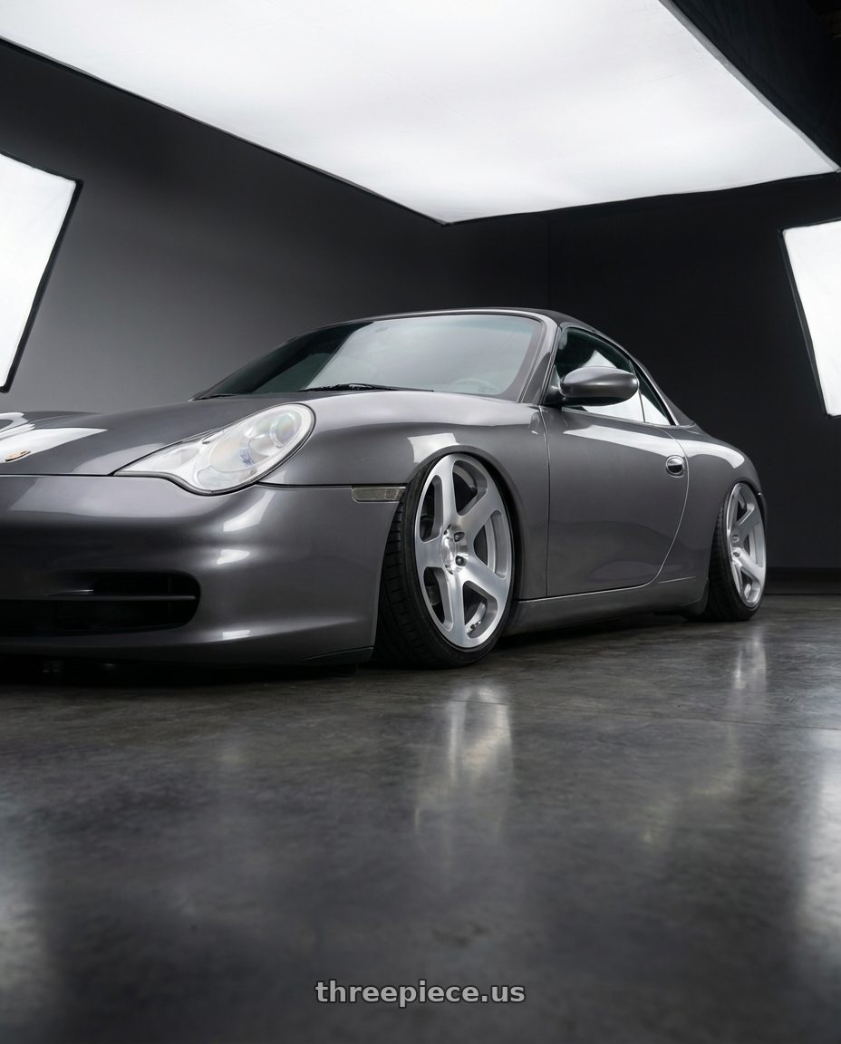 2002 Porsche 911 with Rotiform RC200 NUE 5X120 20x8.5 +35 GLOSS SILVER W/ MACHINED FACE wheels