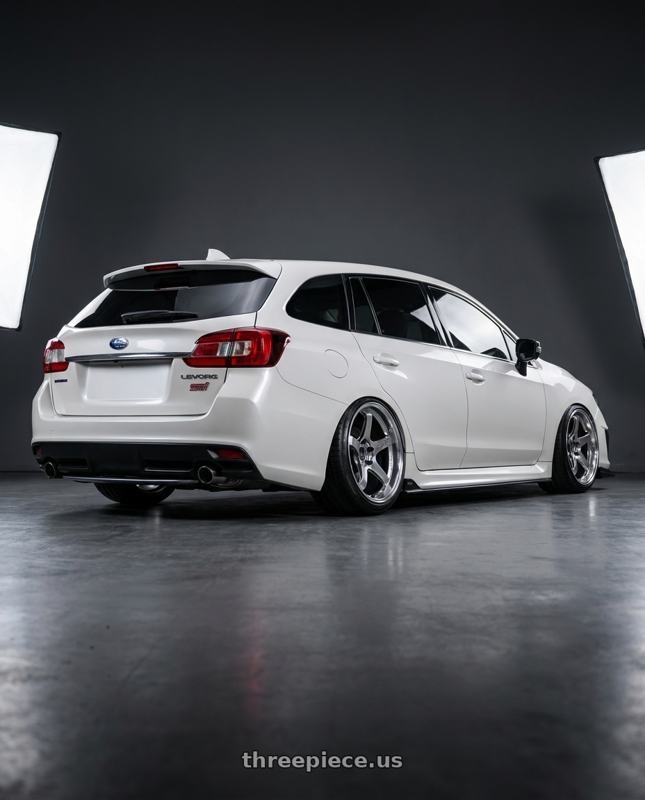  2020 Subaru levorg sti,damd type  with Advan Racing GT BEYOND-R 5x114.3 18x9.0 +25 MACHINING & DIAMOND CUTTING wheels rear three quarter view extreme stretch tires