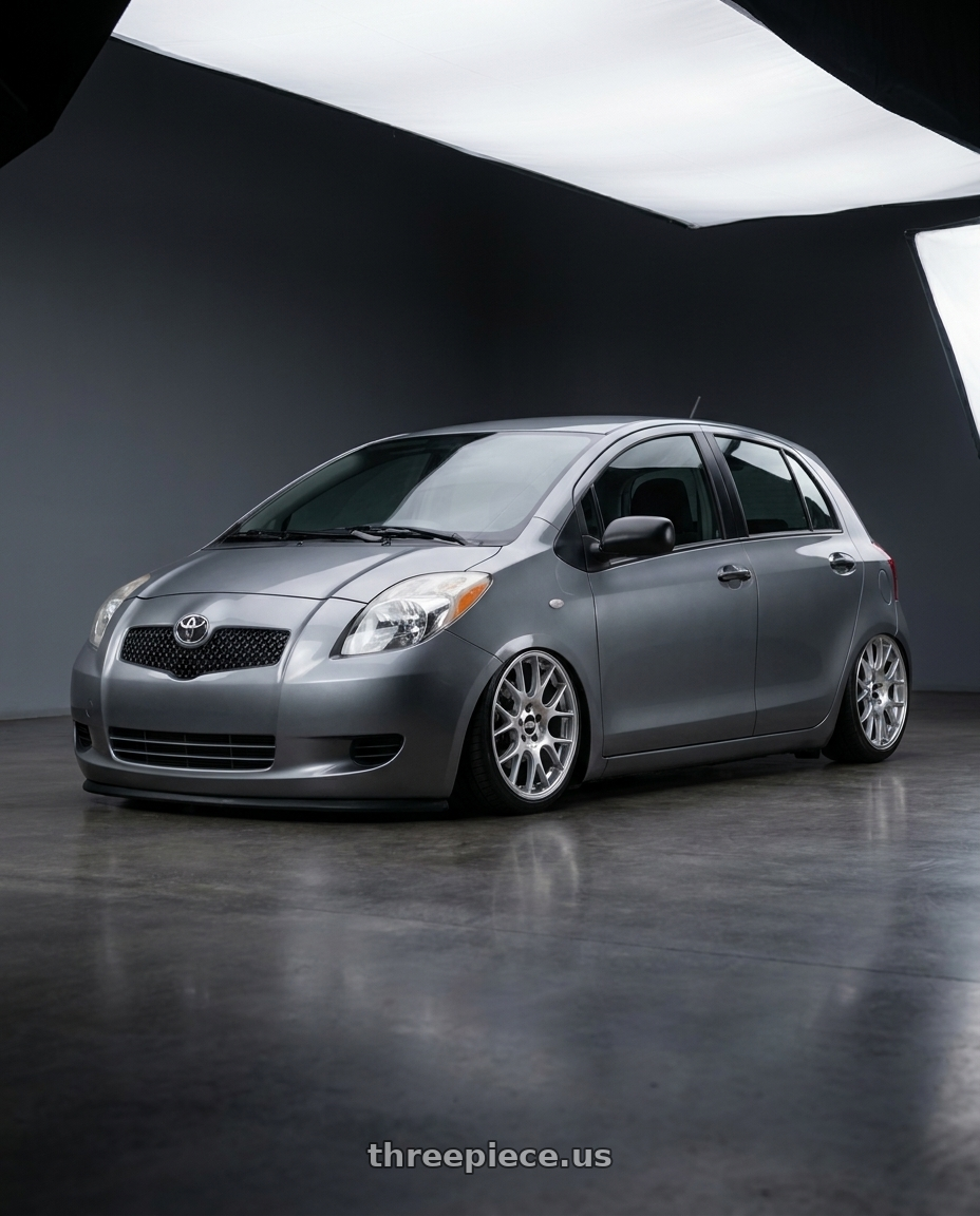 2007 Toyota yaris grey with BBS CH-R 5x112 18x8.5 +38 Brilliant Silver Polished Rim Protector wheels