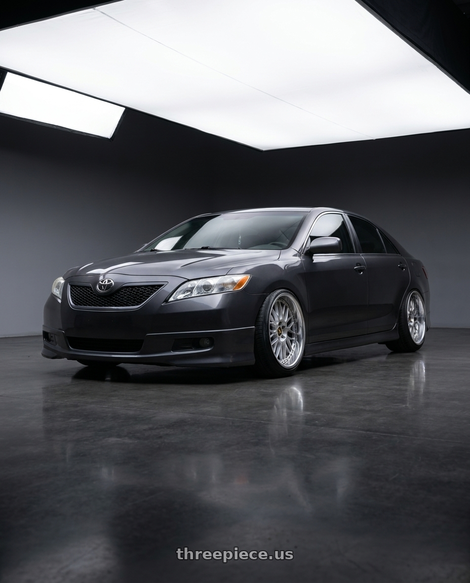 2007 Toyota Camry with Work Vs-Xx 5x114.3 20x14-33 T Disk Light Grey Silver wheels
