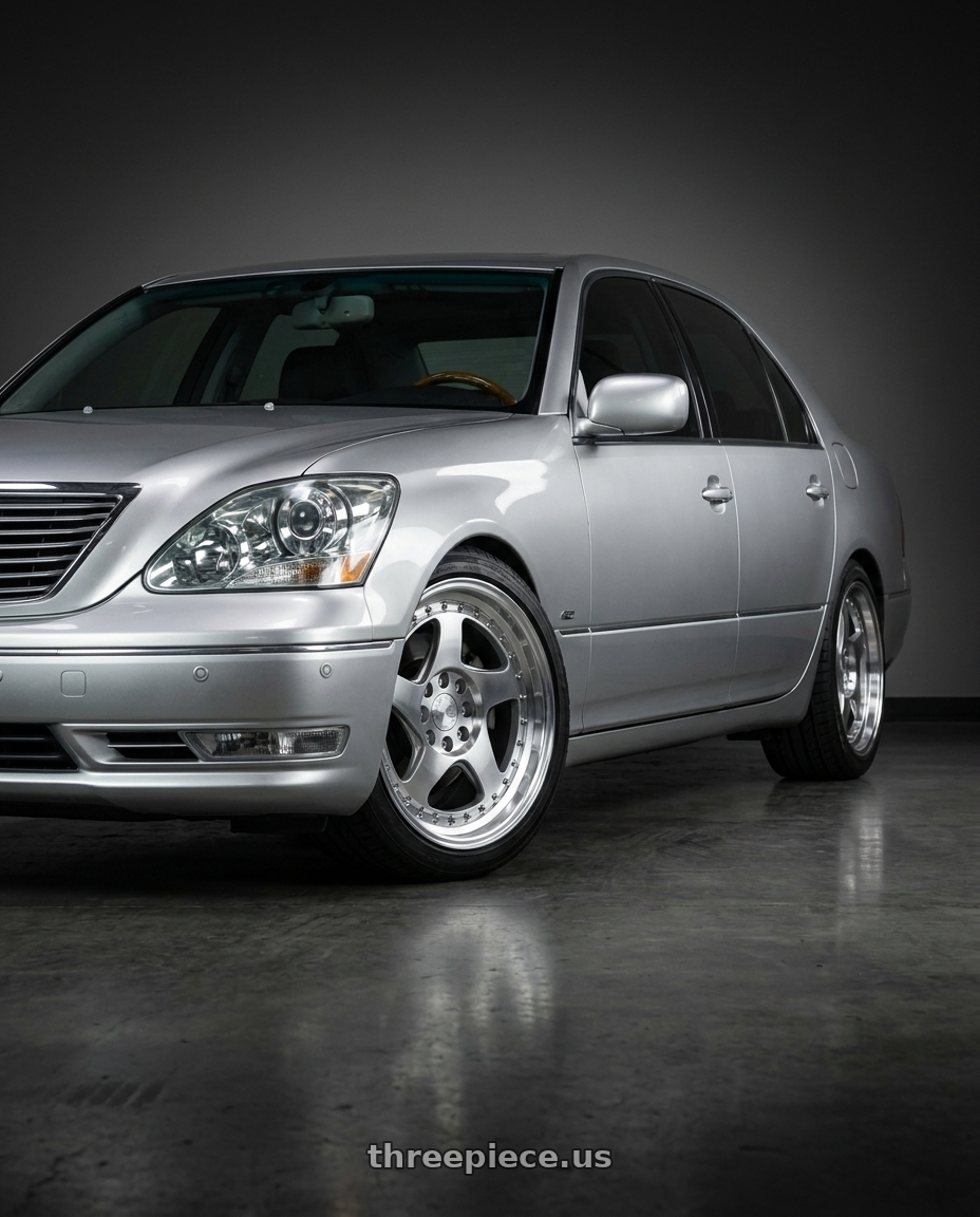 2004 Lexus LS430 Base with Aodhan AH01 5x114.3 18x9.5+30 Silver w/Machined Face wheels