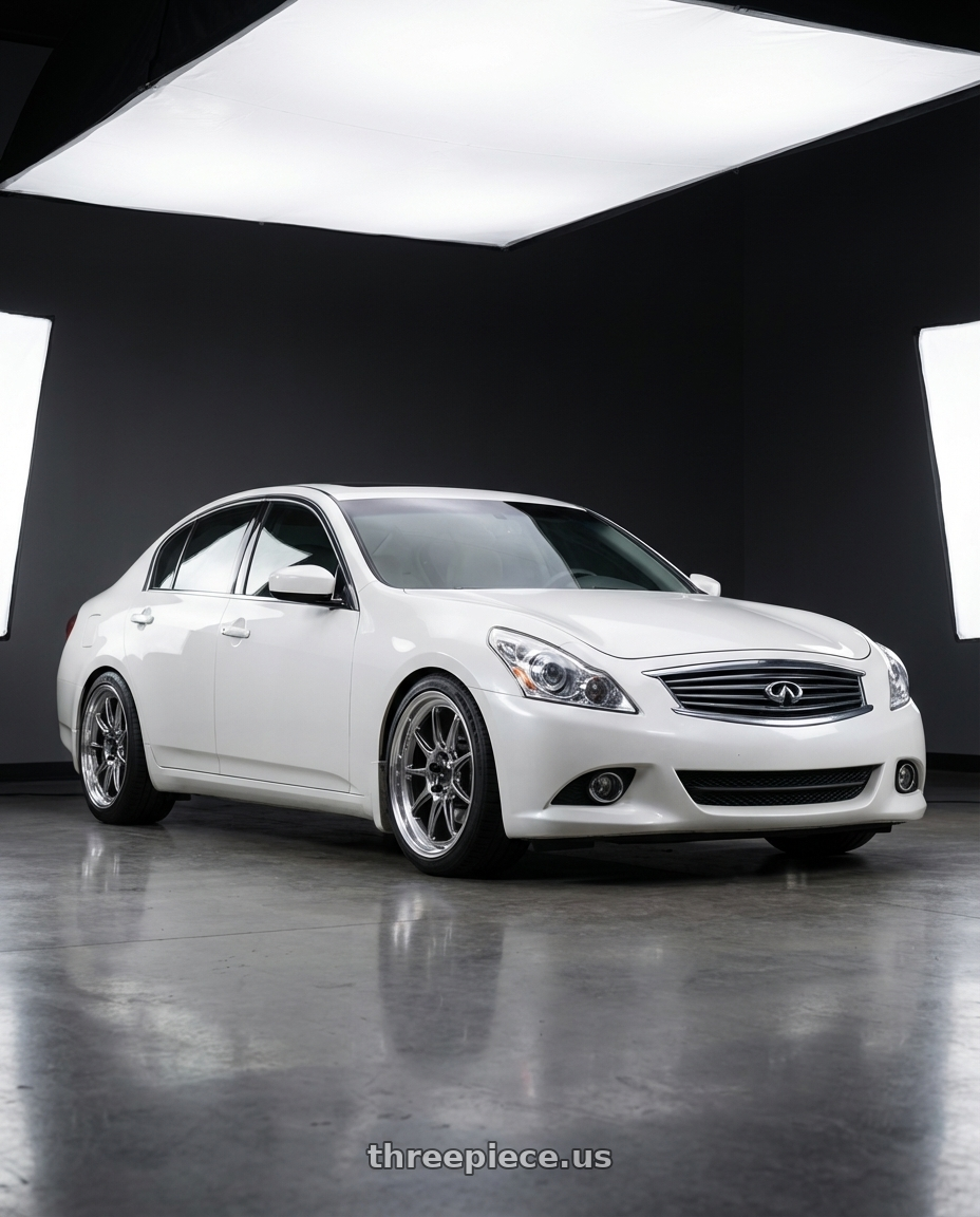 2012 Infiniti G37 with Konig Countergram 5x114.3 19x11+18 Hyper Chrome / Machined Lip wheels