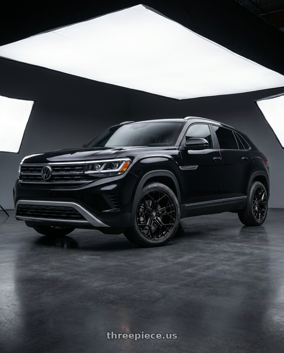 2024 Volkswagen Atlas Cross Sport with Fittipaldi FS371B 5x112 22x9 +25 Gloss Black wheels