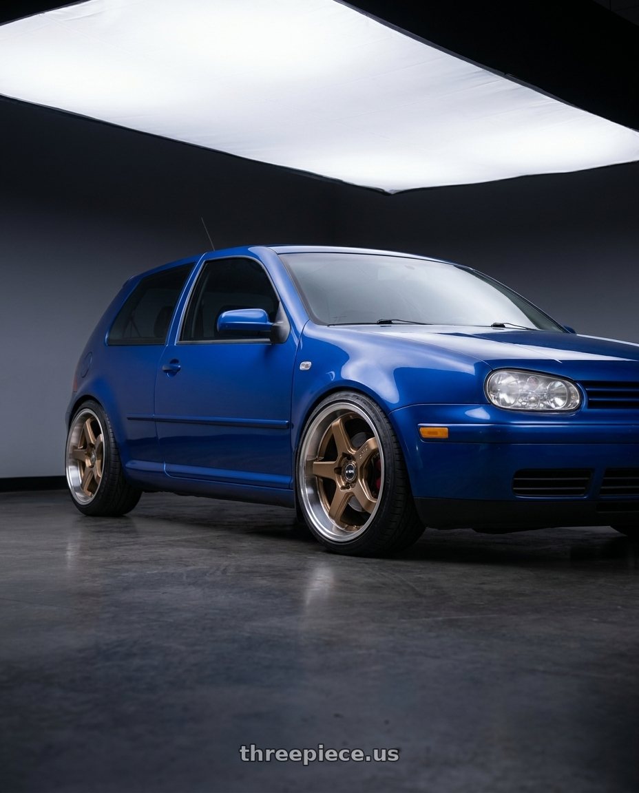 2002 Volkswagen golf gti 1.8t with F1R FC5 5x100 18x8.5 +35 Satin Bronze/Polish Lip wheels
