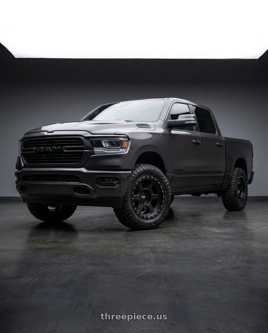 2021 Ram 1500 Laramie with Dirty Life Compound 9315 6x139.7 18x9-12 Matte Black wheels