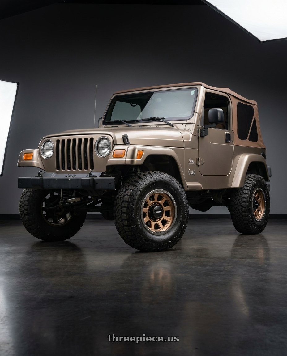 2003 jeep wrangler with Vision Off-Road 350 Ojos 5x150 17x9+12 Bronze wheels