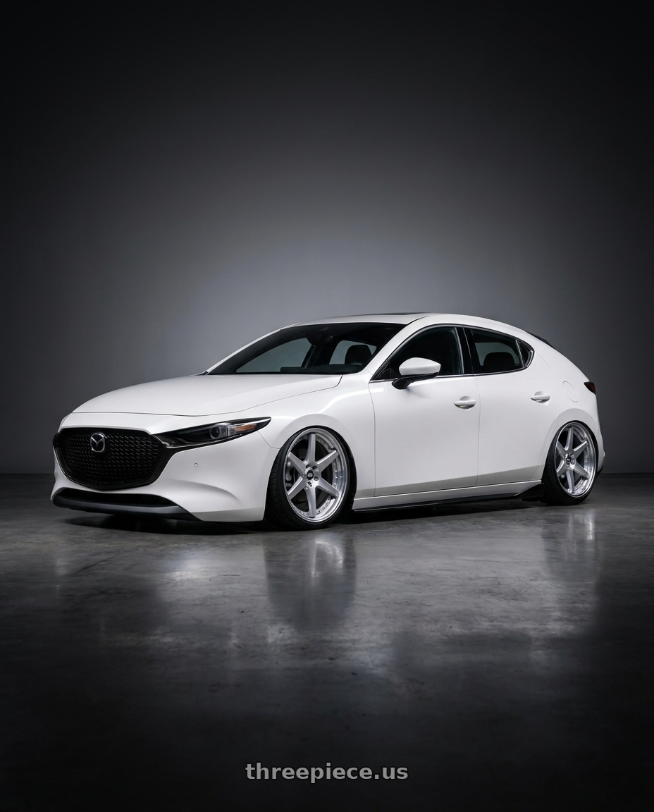 2024 Mazda3 Fastback  with Work Zeast St1 5x100 18x7.5+22 O Disk Brush Silver Clear wheels