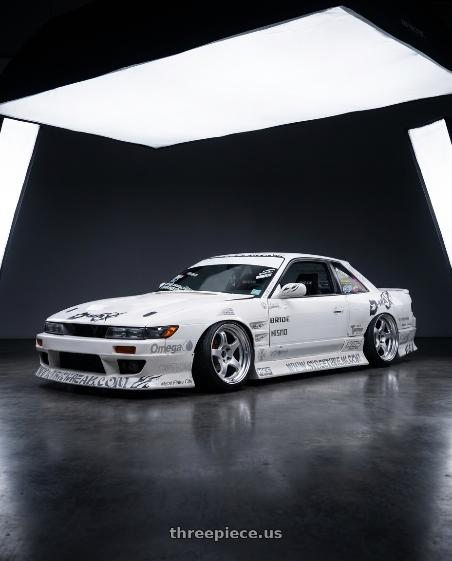 1990 Nissan 240sx with Work Meister S1R 5x114.3 17x9+12 A Disk Feinheit Silver II wheels