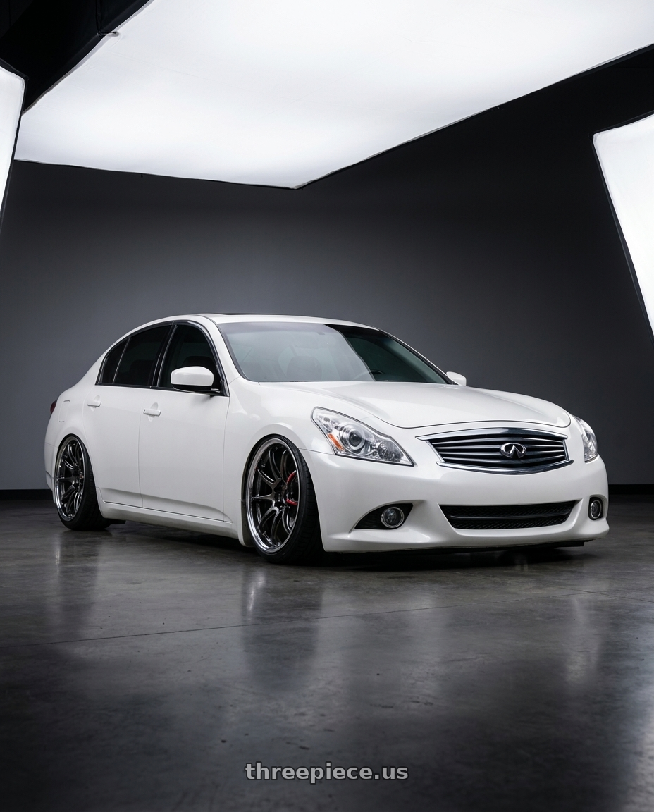 2012 Infiniti G37 with Work Zr10 2P 5x114.3 18x10.0 +38 Glim Black wheels