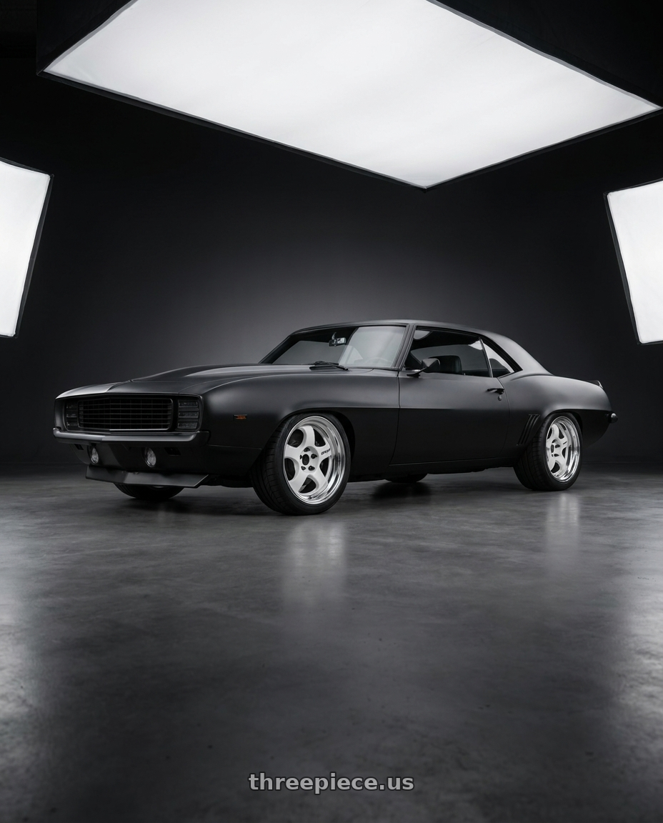 1969 Chevy Camaro  with Work Meister S1 2P 5x120.65 15x8+0 A Disk White wheels
