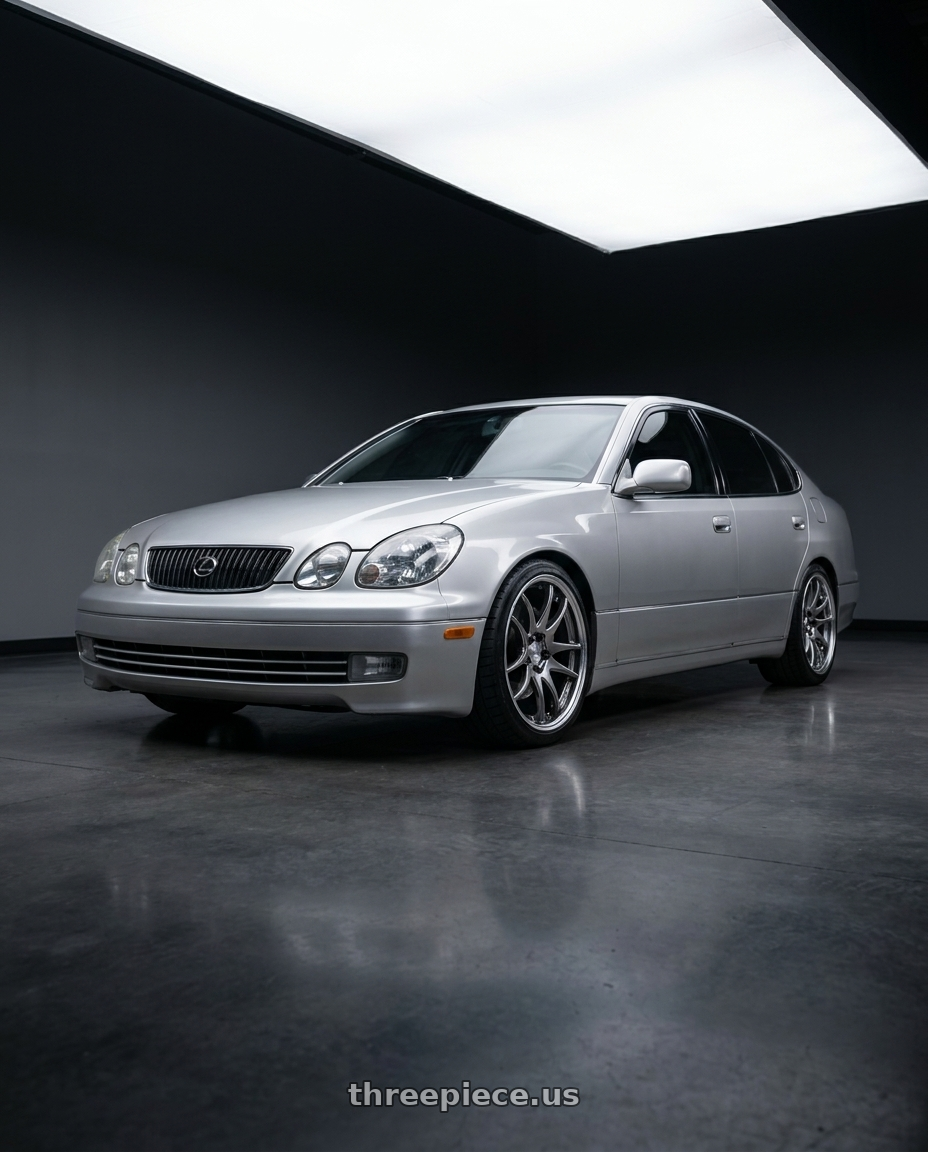 2001 Lexus gs300 with Work Cr 2P 5x114.3 18x9.5 +38 GT Silver wheels