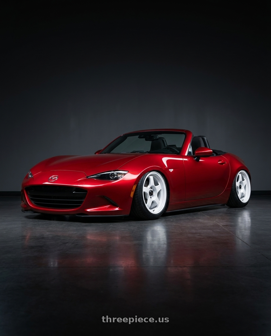 2016 Mazda miata red fitted with Vors SP1 4x100 15x7  +35 All White $165 wheels