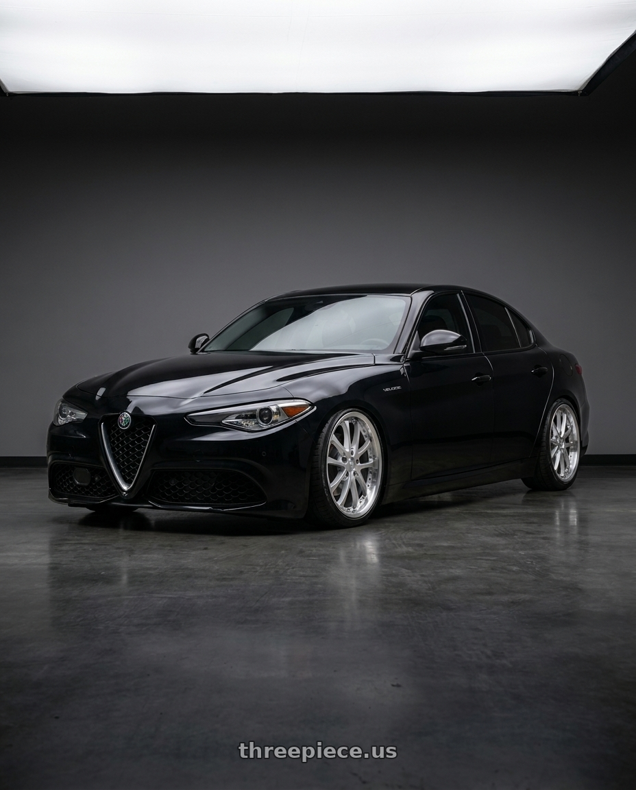 2023 Alfa Romeo guilia with Vors AR5 5x110 17x8 +35 Silver Machine Face Lip Chrome Rivet wheels