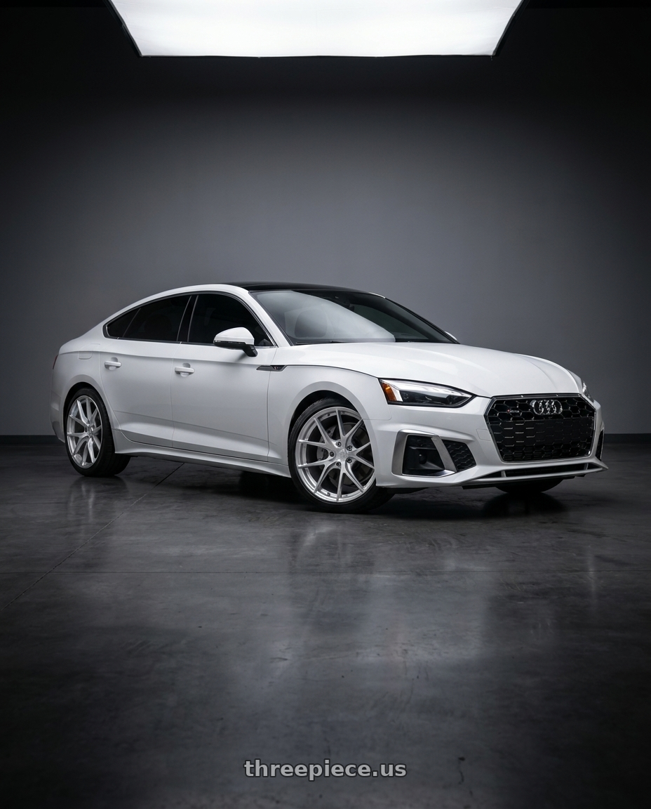 2023 Audi a5 s line with Aodhan AFF7 5x112 19x8.5+35 Gloss Silver Machined Face wheels