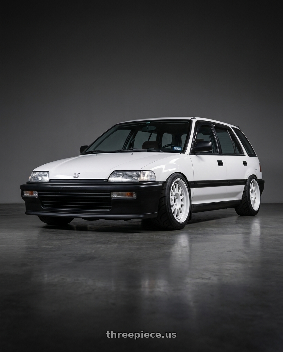 1991 Honda Civic Wagon with WedsSport Racing 2-Piece 4x100 15x7.0+37 White wheels