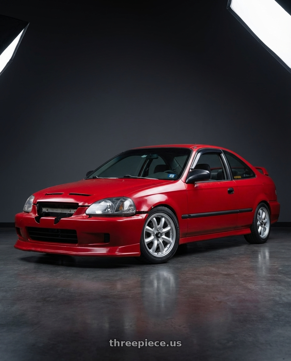 1996 Honda Civic with Enkei Compe 4x100 16x7+38 Silver wheels