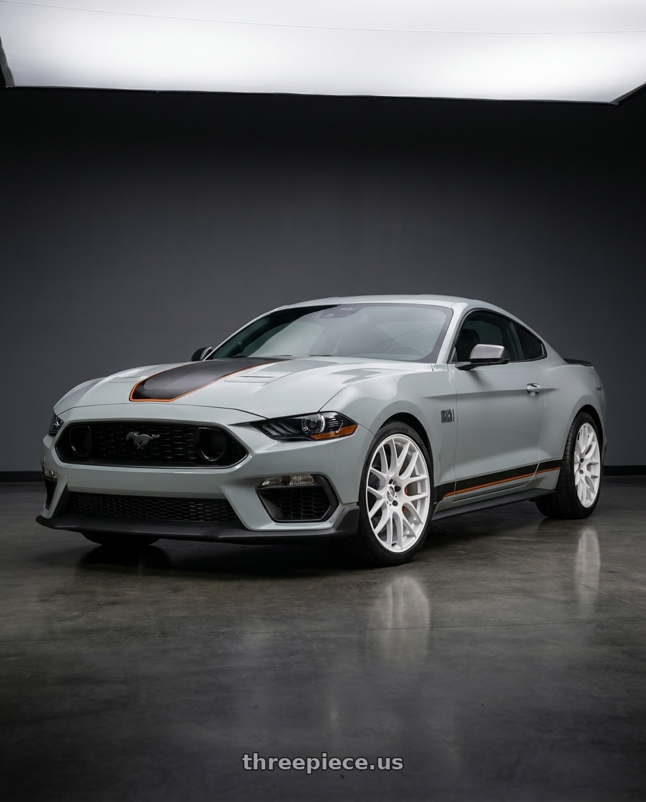 2021 Ford Mustang Mach 1 with Work Emotion m8r 5x114.3 19x8.5 +30 White wheels