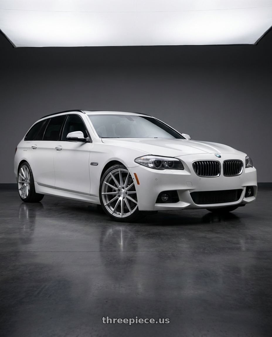2016 bmw 550d white with Avant Garde Wheels M615 5X120 20x10 +38 Silver Machine wheels