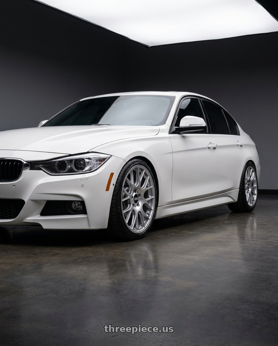 2013 bmw 335xi apline white with BBS CH-R 5x120 19x9.5 +35 Brilliant Silver Polished Rim Protector wheels