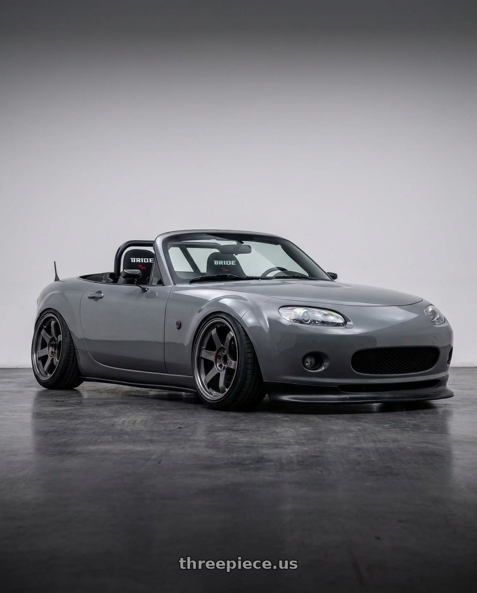 2007 Mazda Miata with Volk Racing TE37SL 5x114.3 18x10.5 +15 GLOSSY GRAY wheels
