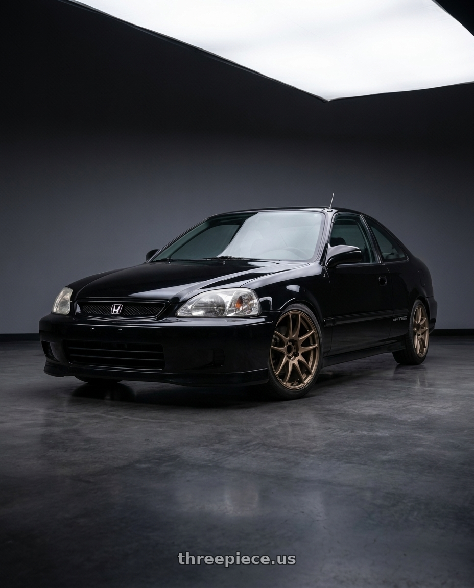 2000 Honda Civic SI with Work Emotion Cr Kiwami 4x100 17x7 +38 Matte Bronze wheels