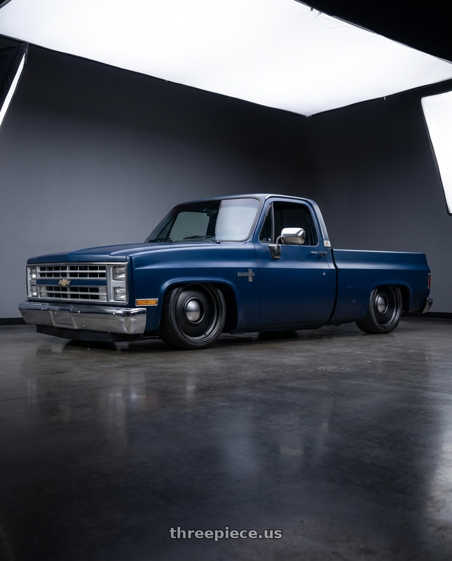 1985 Chevrolet c10 Silverado with Boyd Coddington 61SB Smoothie 6x139.7 20x8 0 Satin Black wheels