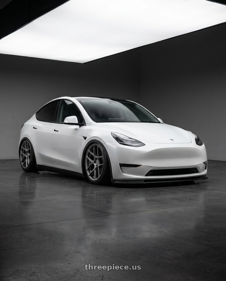 2024 Tesla Model Y with Aodhan AFF2 5x114.3 20x9+32 Matte Gray wheels