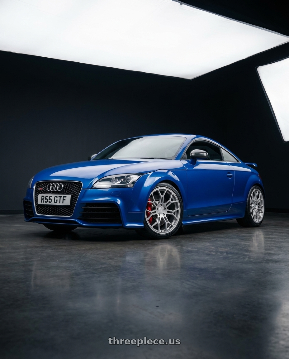 2014 audi tt rs blue with Motegi MR130 TECHNO MESH 5X120 19X8.5 +30 SILVER wheels