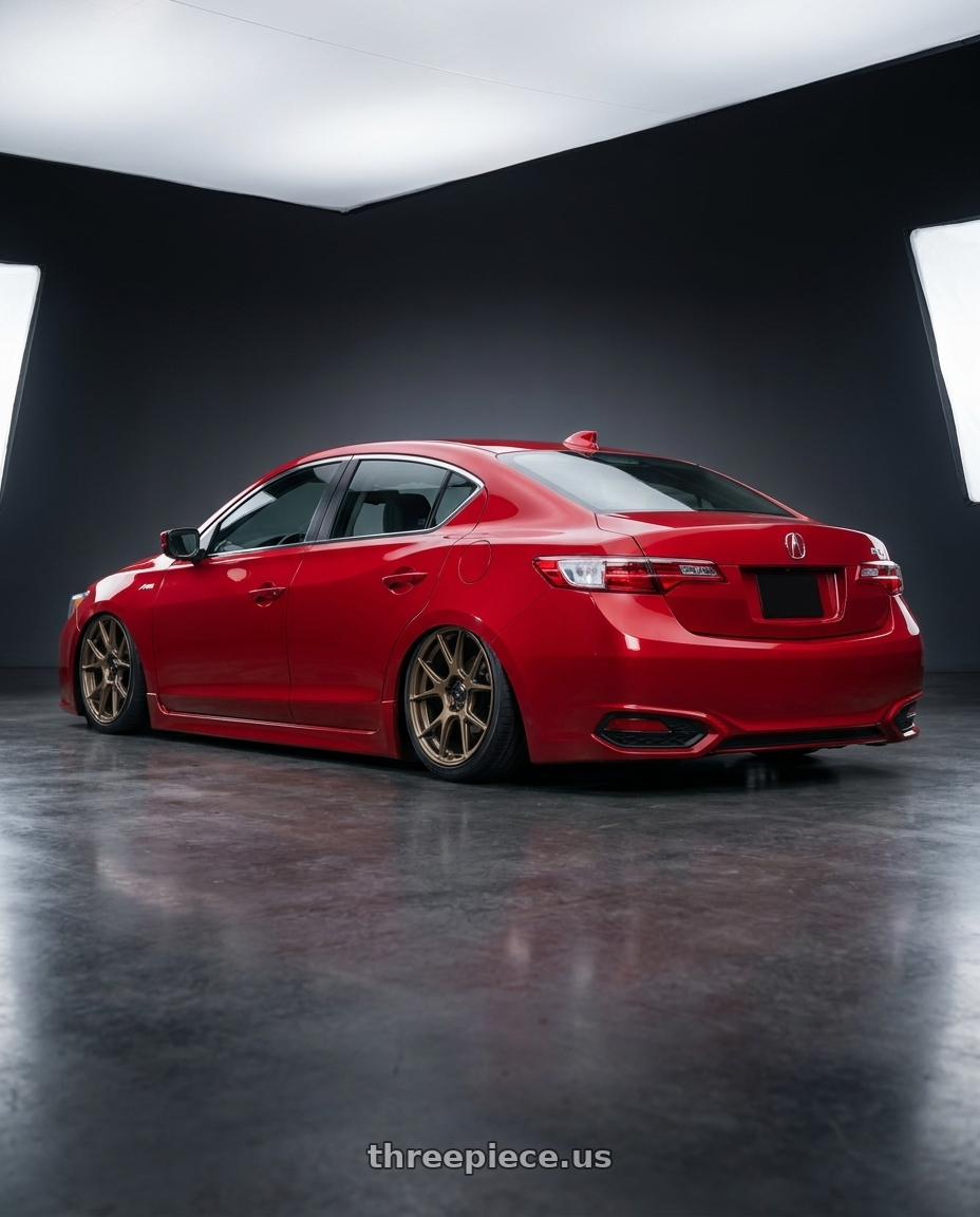 2012 Acura ILX with Konig Ampliform 5x114.3 18x8.5+35 Gloss Bronze wheels rear three quarter view slight stretch tires