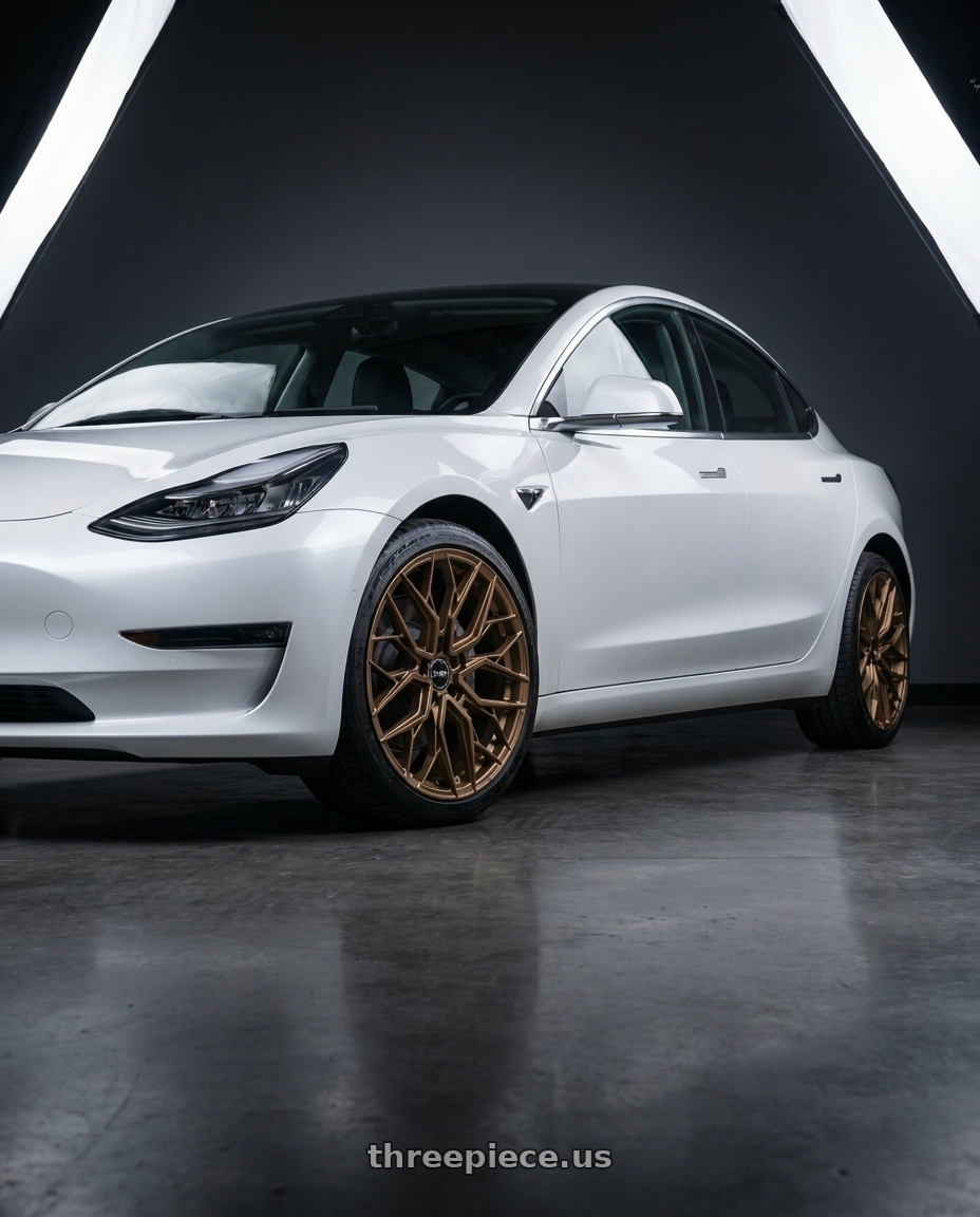 2020 TESLA MODEL 3 with F1R FS3 5x114 18x9.5 +38 Matte Bronze wheels